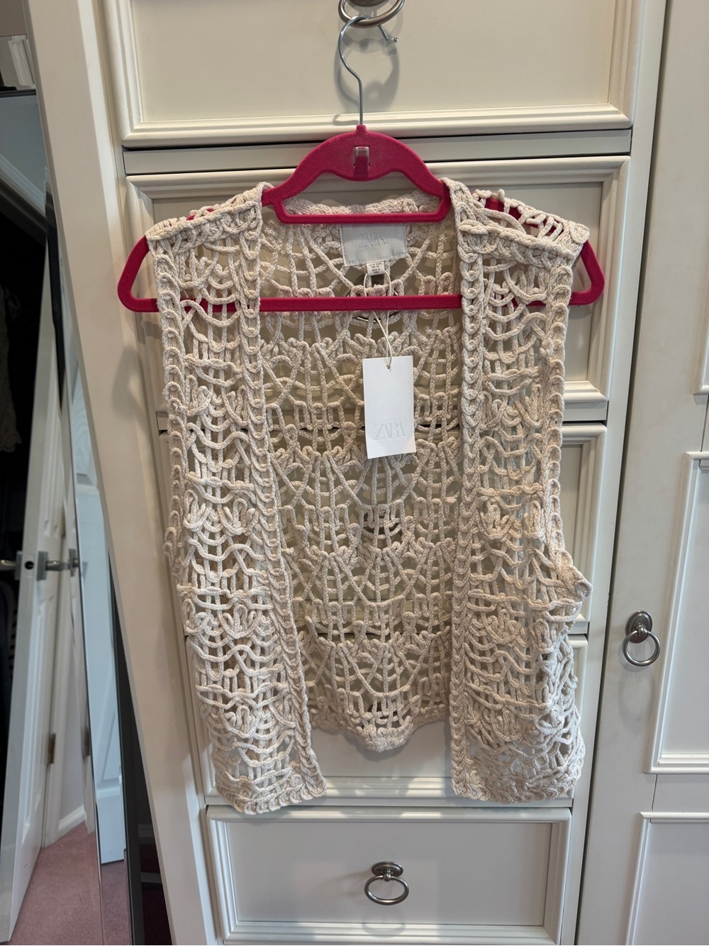 Zara Cream Crochet Openwork Tank Vest